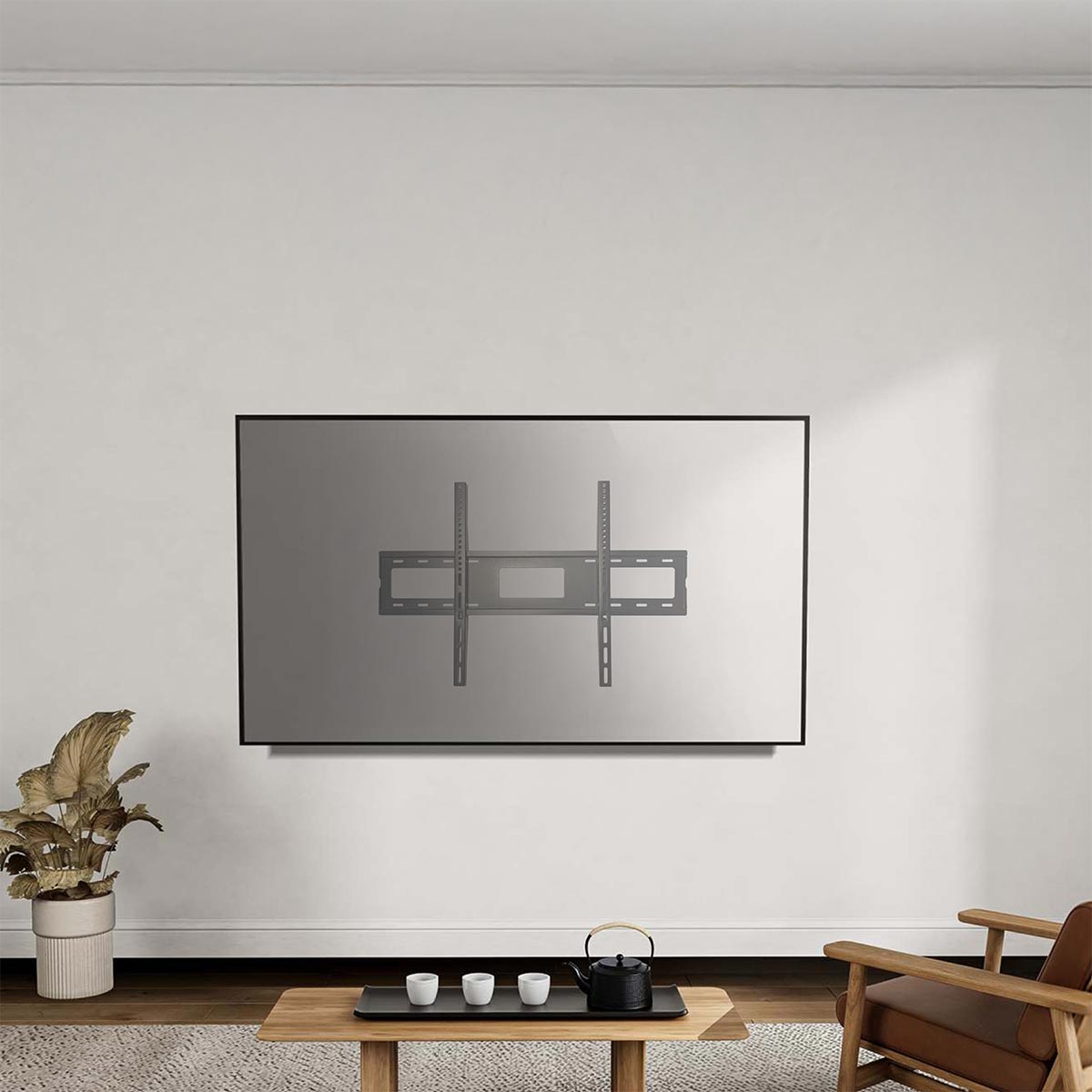 Skill Tech PM106FW Fixed TV Wall Mount for 55-120 Inch Flat & Curved TVs, Supports Up to 100kg, Ultra-Slim 30mm Profile, Universal VESA 800×600mm, Heavy Duty Steel, Black