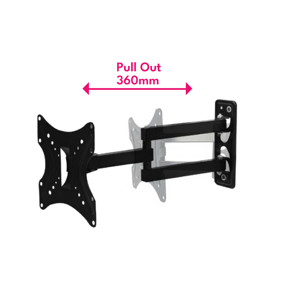 Skill Tech PM202PW Low Profile Full Motion TV Wall Mount for 15-43 Inch Flat & Curved TVs, Supports Up to 20kg, Tilt +15° to -15°, Extendable 35-420mm, Heavy Duty Steel, Black