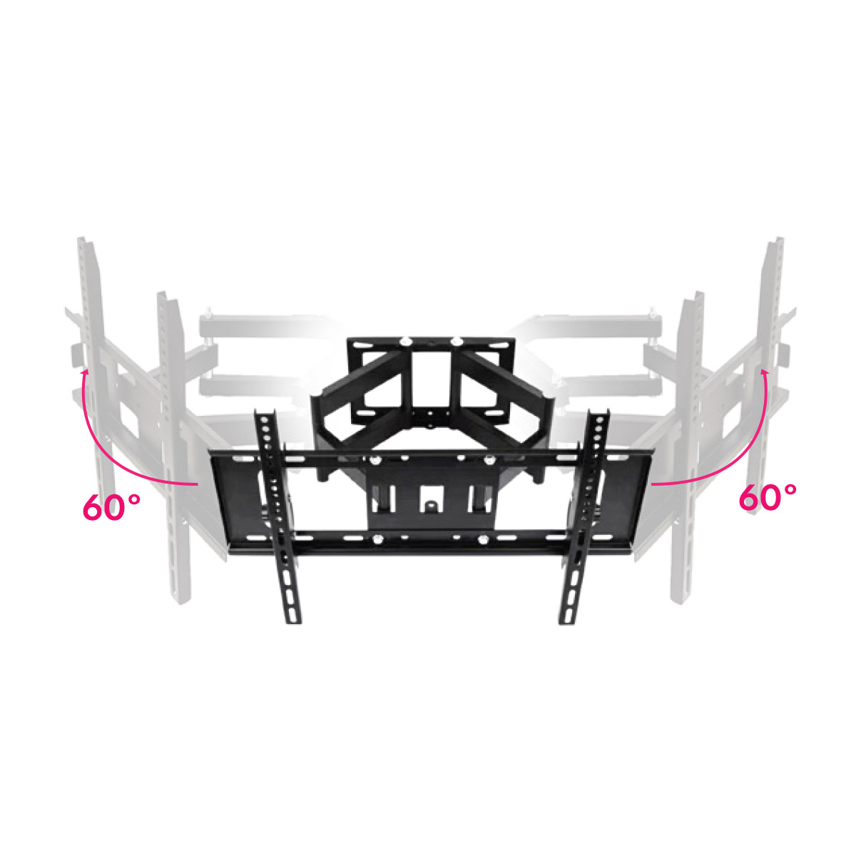 Skill Tech PM600P Full Motion TV Wall Bracket for 32-80 Inch Flat & Curved TVs, 50kg Load Capacity, Swivel & Tilt Adjustment, Universal VESA Compatible, Black