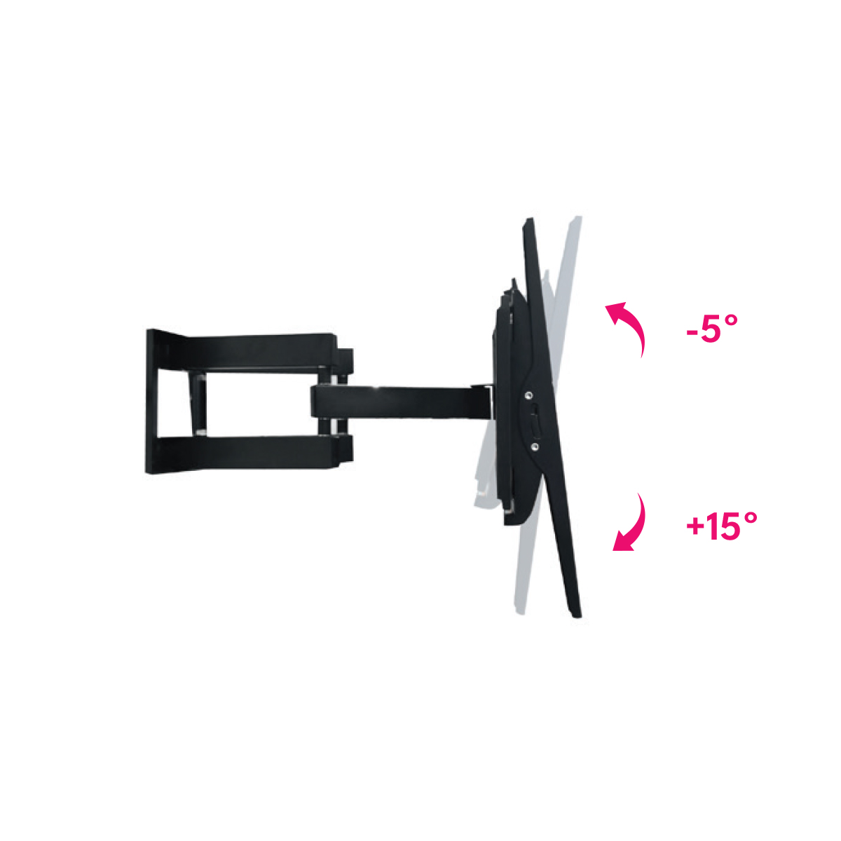 Skill Tech PM600P Full Motion TV Wall Bracket for 32-80 Inch Flat & Curved TVs, 50kg Load Capacity, Swivel & Tilt Adjustment, Universal VESA Compatible, Black