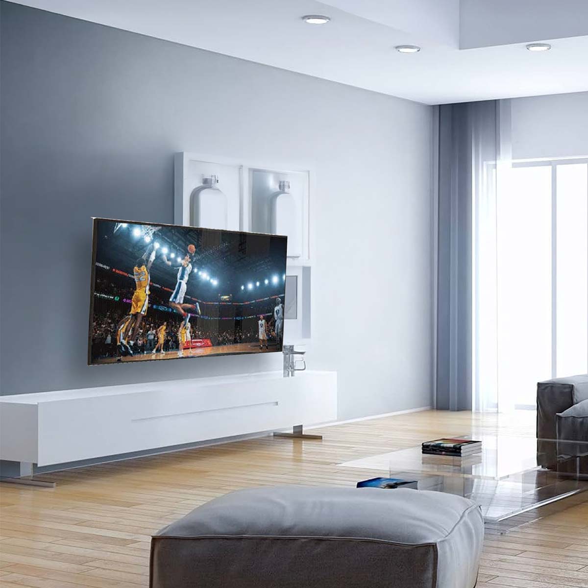 Skill Tech PM600P Full Motion TV Wall Bracket for 32-80 Inch Flat & Curved TVs, 50kg Load Capacity, Swivel & Tilt Adjustment, Universal VESA Compatible, Black